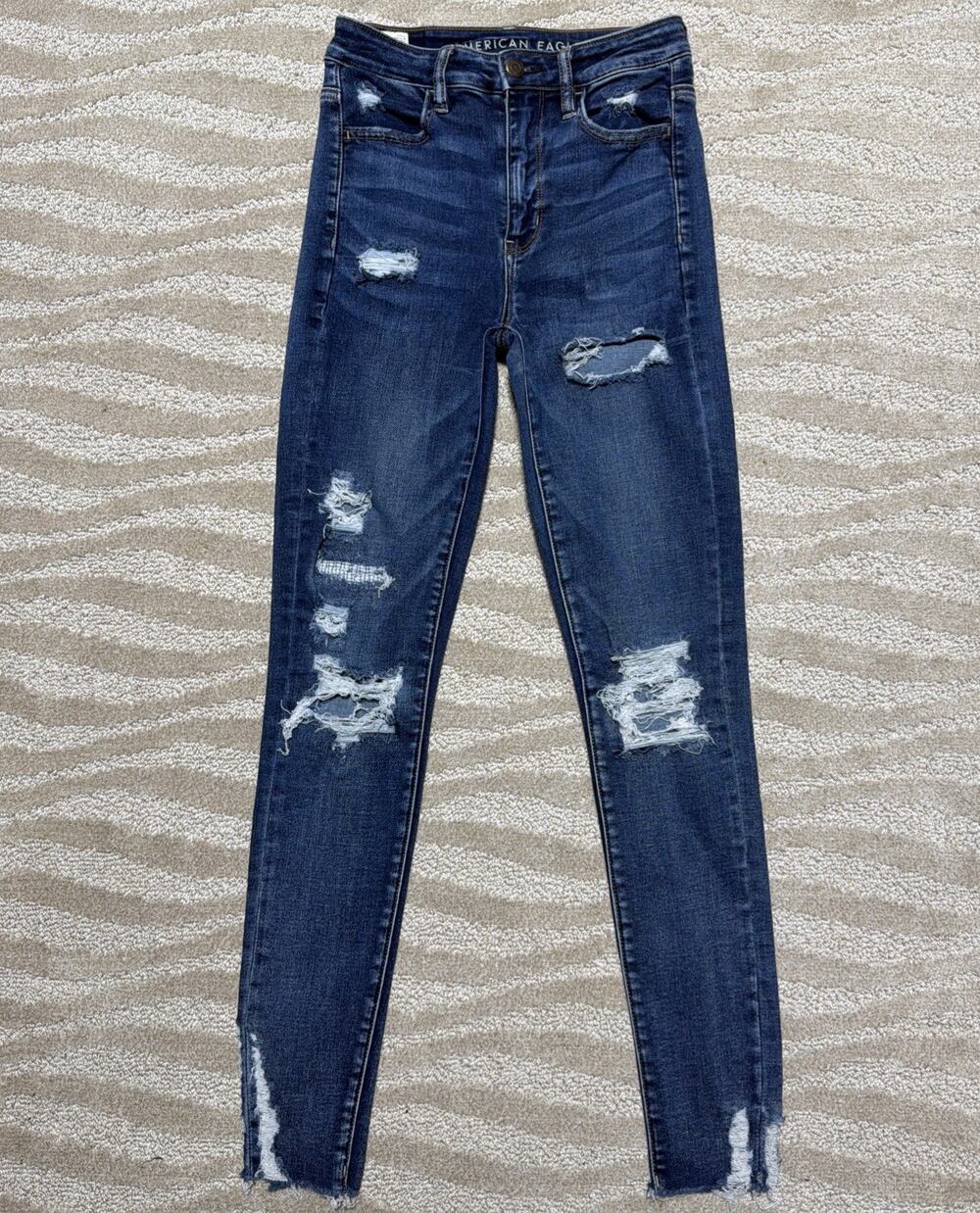 American Eagle Women's Super High Rise Jegging Women's Size 2 Distressed 25x29.5